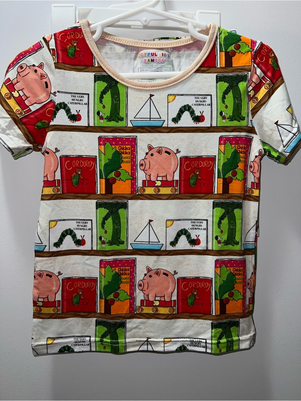 Colorful Storybook Print Kids Pajama Top - Multicolor White Base
